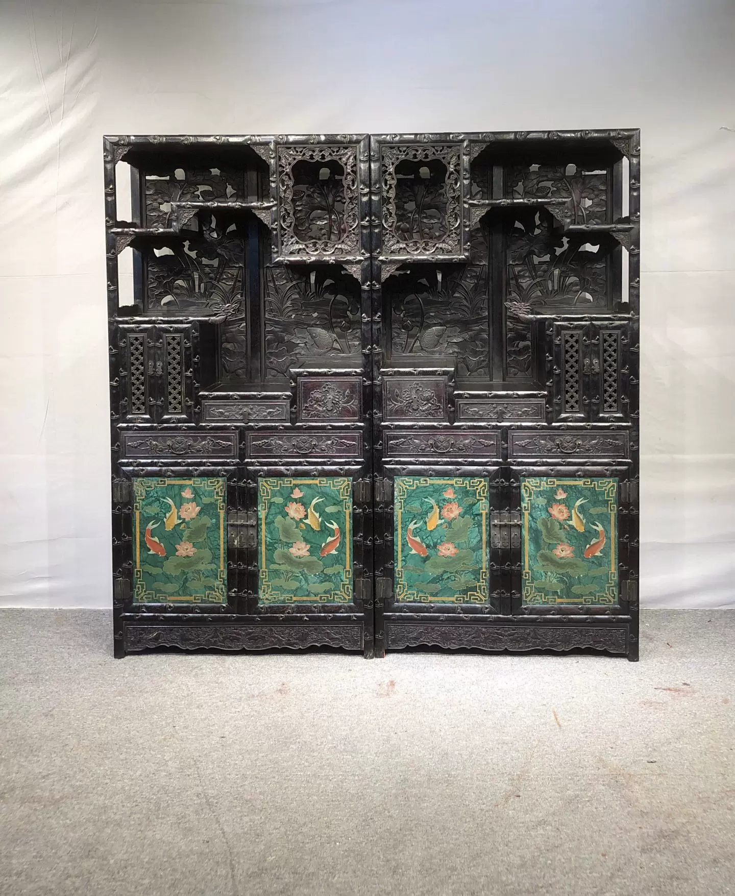 精品紫檀木大号屏风宝座四件套，全榫卯结构，选料厚重明清古典