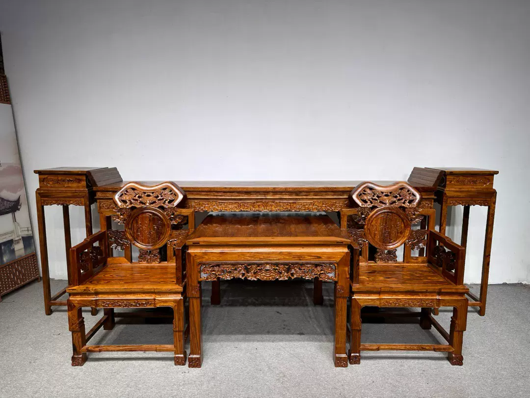 中国紫檀　文房四宝 古董文玩小叶紫檀木镶嵌贝壳四条屏客厅中堂红木螺钿挂屏装饰