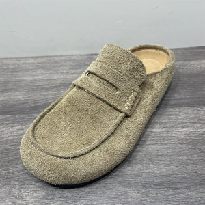 
Broken code treatment, retro literary and artistic genuine leather toe-toe slip-ons for women, spring round-toe slip-ons, comfortable outer wear Birkenstocks for lazy people