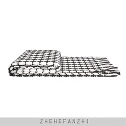Modern Light Luxury Model Room Checkered Throw Blanket, Black and White Plaid Living Room Sofa Cover Blanket, Wabi-Sabi Style Throw