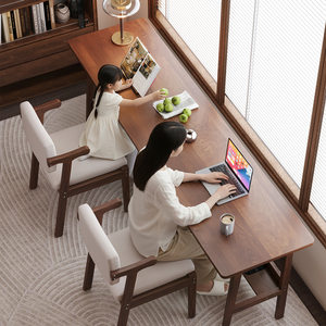 
Long table against the wall, narrow table, rectangular desk, double desk, home computer table, solid wood leg workbench