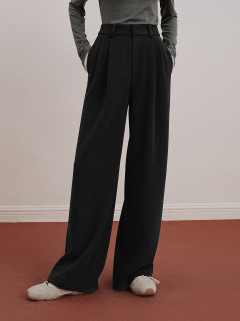 orange desire lazy wide-leg acetic acid wool casual pants 2024 winter warm
