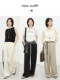 orange desire loose double pleated straight legs floor-moving casual pants 2025 summer pants light
