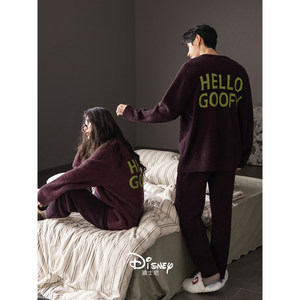 
Couple pajamas for women, autumn and winter cute coral velvet home clothes, men's warm half velvet large size casual suits