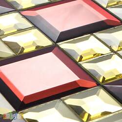 【Linus】Purple-Gold Edged Mirror Mosaic Self-Adhesive Background Collage Mosaic Puzzle Background Wall