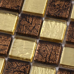 【Linas】Gold Foil Mosaic Tile Background Wall Mosaic Tile Mosaic Puzzle Background Wall