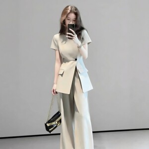 
Fashion large size short-sleeved suit pants suit women's summer thin professional commuting two-piece set thin jacket new style