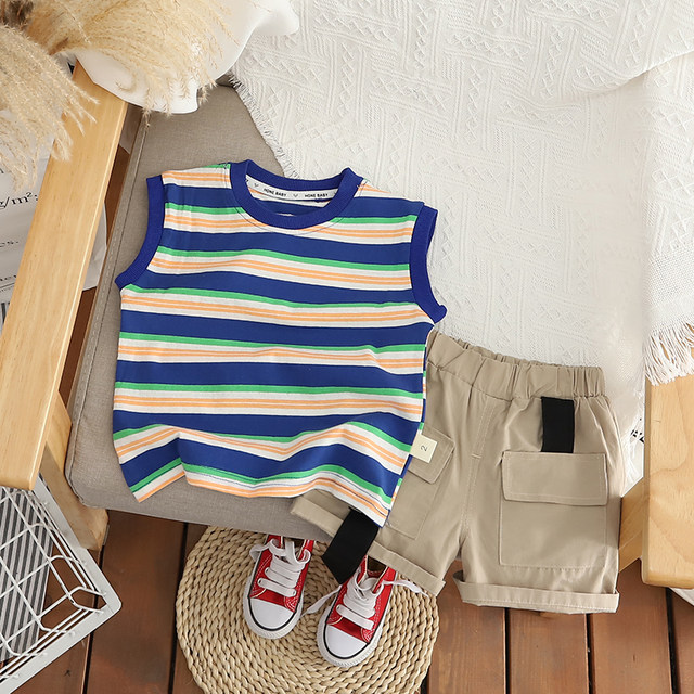 Children's summer vest thin shorts set new Korean style baby boy summer ...