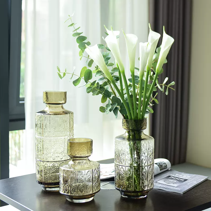 知根创意玻璃花瓶摆件轻奢现代北欧风客厅装饰品水培