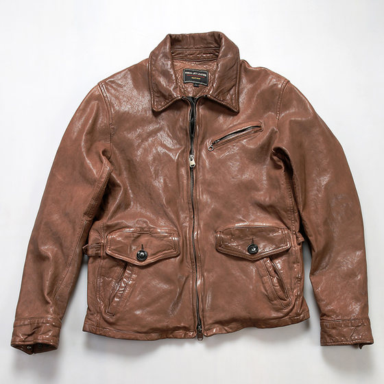 
PJL Jacky Cheung's same style full vegetable tanned sheepskin leather jacket men's lapel retro motorcycle Ami khaki leather jacket