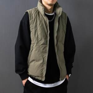 
Autumn and winter stand-up collar workwear Japanese style 2024 men and women American retro vest waistcoat couple loose coat cotton jacket