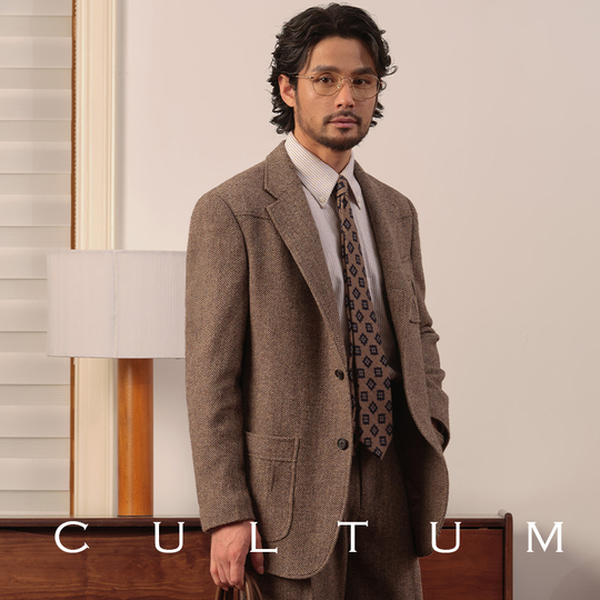 Cultum メンズ ウール ツイード ヘリンボーン スーツ ジャケット