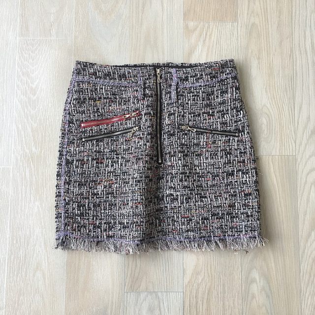 Women's clothing, zipper, multi-pocket fashion, versatile short skirt, fur edge, hip-covered skirt, women's spring and autumn skirt trendy