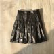 Women's daily single half elastic waist button pleated skirt for girls' motorcycle leather skirt cute and versatile spring and autumn half-body skirt