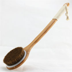 Long-Handled 48cm Bristle Hard Brush, Horsehair Brush, Back Scrub Brush, Soft Bristle Brush, Exfoliating Brush, Dry Brushing Bath Brush, Foot Scrub Brush