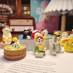 Let's Take a Bath Together! Japanese-Style Yuzu Cat Bath Ornament, Resin Cute Healing Desktop Decoration, Home Decor