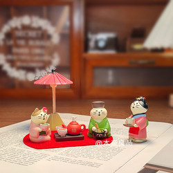 Japanese-Style Tea House Cartoon Exquisite Desktop Office Tea Table Handmade Ornaments Scene Decoration Accessories Gifts