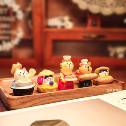 Japanese-Style Cat Bakery Afternoon Tea Mini Retro Figurines ins Healing Resin Desktop Decoration Gifts