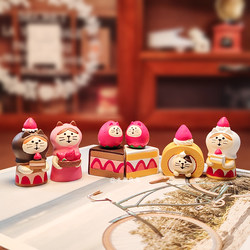 Japanese-Style Zakka Cute Strawberry Cake Cat Figurine Toy ins Healing and Girly Desktop Decoration Gift