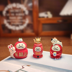 Mini Zakka Peaceful and Auspicious Cat Figurine Cute Healing Desktop Handmade Car Decoration Birthday Gift for Women