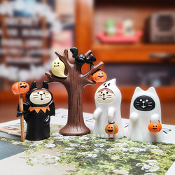 Japanese-Style Cat Ghost Halloween Pumpkin Ornament Cute Desktop Decoration Atmosphere Scene Decoration Healing Gift