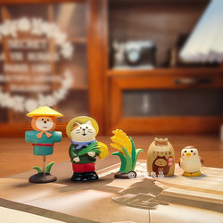 Autumn Harvest Scarecrow Bring in Wealth and Treasure Cat Daruma Desktop Decoration Small Ornament Handmade Hand-Painted Creative Props Gift for Girls