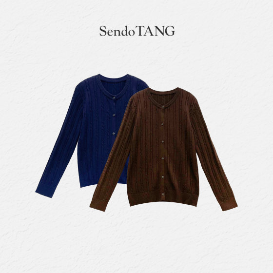 
Twist long-sleeved sweater covering flesh to make you look thin and high-end and fashionable autumn and winter exterior design [Ye Lan] Large size women's clothing