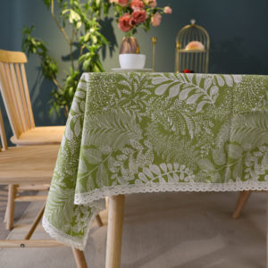 
Forest cotton and linen fabric pastoral style green plant tablecloth B&B dining tablecloth small fresh rectangular light luxury tea tablecloth