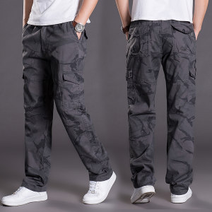 Spring and Autumn New Men's Straight Multi-Pocket Camouflage Working Pants Outdoor Loose Sports Pure Cotton Fashion Casual Pants