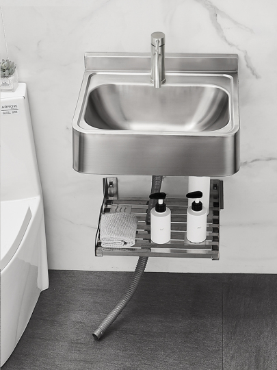 Holy Snow ステンレス製壁掛け洗面台 - 屋外用スクエアシンク