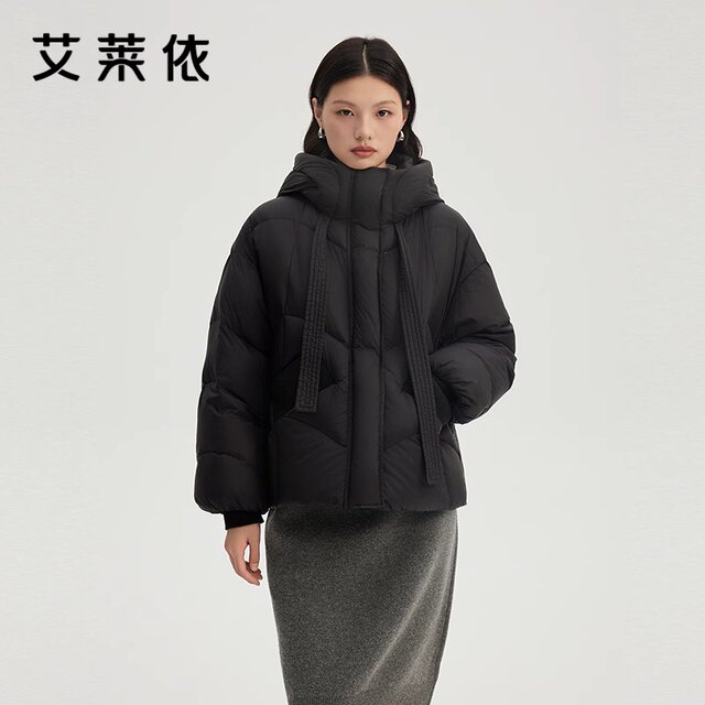 Ailei hooded women's down jacket for winter new short pumpkin hat loose duck down winter thick jacket authentic