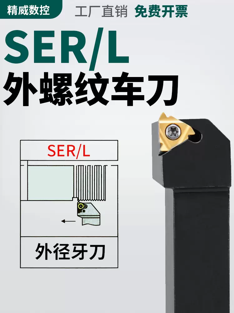 Dụng cụ tiện CNC ren ngoài dụng cụ SER2020K16/2525M16 dụng cụ ren hình thang tiện dụng cụ tiện lưỡi máy cắt