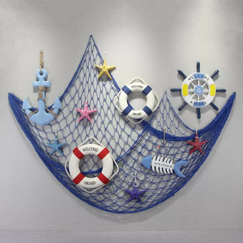 海洋风装饰渔网地中海网格幼儿园环创墙面吊饰房间主题墙上照片墙-Taobao Singapore