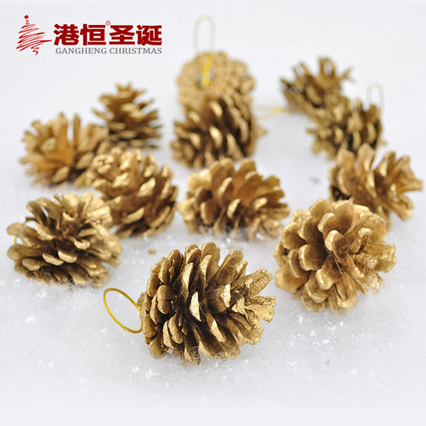 Christmas decorations dyeing christmas pine cone christmas tree diy pendant shooting props golden pine cone decoration