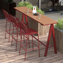 Outdoor Coffee Shop Wall-Mounted Narrow Table, Outdoor Leisure Bar Table and Chair Set, Waterproof and Sun-Resistant Balcony Long Table and Chairs