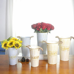 Vintage Iron Flower Bucket for Home Use, Window Display, Flower Shop, Dried Flowers, Fresh Flowers, Flower Arrangement, Nordic Balcony, Shop Decoration Flower Vessel