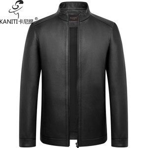 
New Zealand first-layer deerskin leather jacket men's short stand-up collar leather jacket single leather autumn and winter business casual jacket