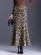 2024 autumn and winter new high-waist slim hip skirt for women mid-length fishtail skirt temperament printed one-step skirt
