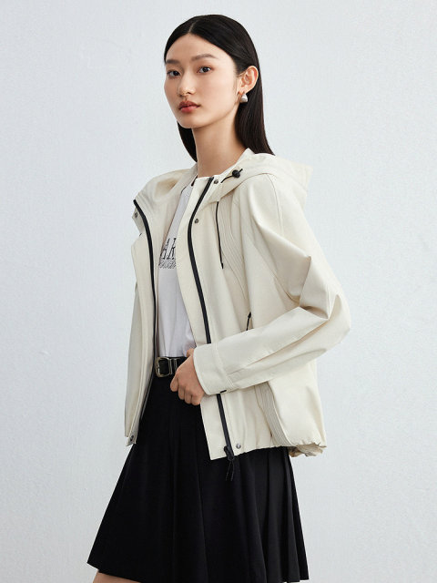 Disenis 2025 spring new outdoor casual temperament top commuter loose long sleeve hooded short jacket for women