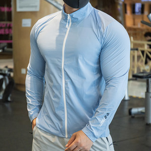 Men's outdoor fitness sports sunscreen jacket leisure running training jacket stands up zipper
