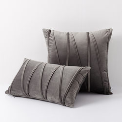 Nordic High-End Light Luxury Pillow Cushion with Velvet Trim for Living Room Sofa, Rectangular Pillow Cover Without Insert