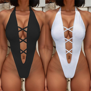 The new conjoined swimsuit sexy bikini female European and American back interdistor of swimming clothes beaches off -back integrated swimsuit
