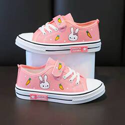 Girls' Canvas Shoes 2026 Spring and Autumn Children's Shoes Girls' New Autumn Shoes Children's Cloth Shoes Girls' Velcro Single Shoes Sneakers