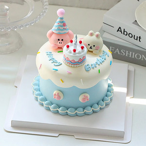 
Cute animal cake decoration ornament cartoon cream frosting rabbit piggy baking dessert birthday plug-in