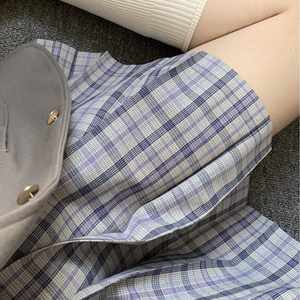
Qieqie/Benji High School Original JK Uniform Gray Purple Pleated Plaid Skirt School Supply Atmosphere Women's Skirt College Style