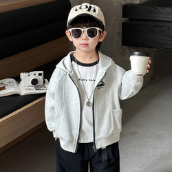 Boys' Spring Jacket Children's Korean Style Hooded Casual Fashion Cardigan Sweatshirt 2026 New Spring and Autumn Trendy Clothing