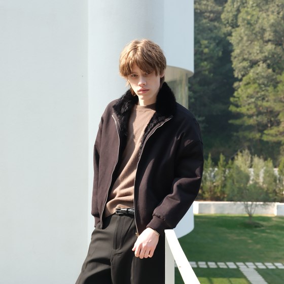 
HOPECONCEPT End of the Year Fashionable Fur Angora Rabbit Fur Reversible Textured Quiet Luxury Jacket AW05614