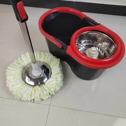Rotating Mop Bucket for Home Use, Single Mop Bucket with Steel Basket, Manual Single Bucket, Dual-Drive Replacement Bucket