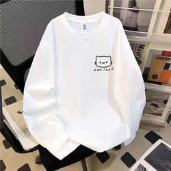 Girls' Autum Pure Cotton Long-Sleeved T-Shirts for Girls, Junior High School Students, Spring and Autum Girls, Korean Style Loose Bottoming Shirts and Tops