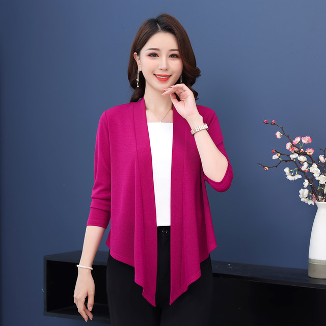 2023 Spring and Autumn Knitted Shawl Small Jacket Women's Short Long ...